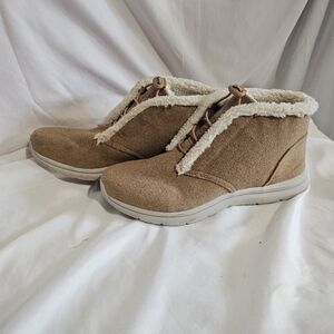Ryka Felted Faux Shearling Bungee Boots Everest Tan/Beige, Womens 11